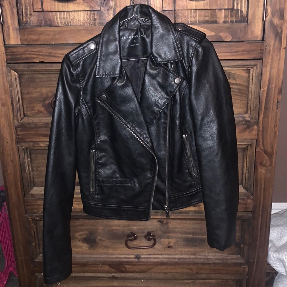 Aeropostale black leather jacket